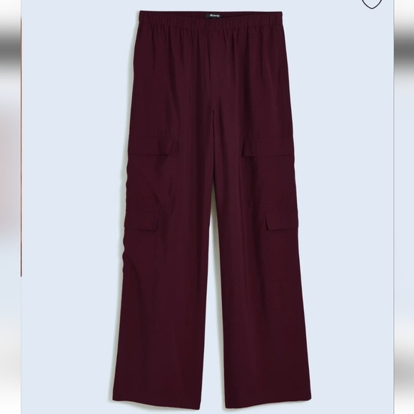 Madewell Wide-leg baggy Pull-On Pant size Petite xs burgandy maroon color - Picture 4 of 7